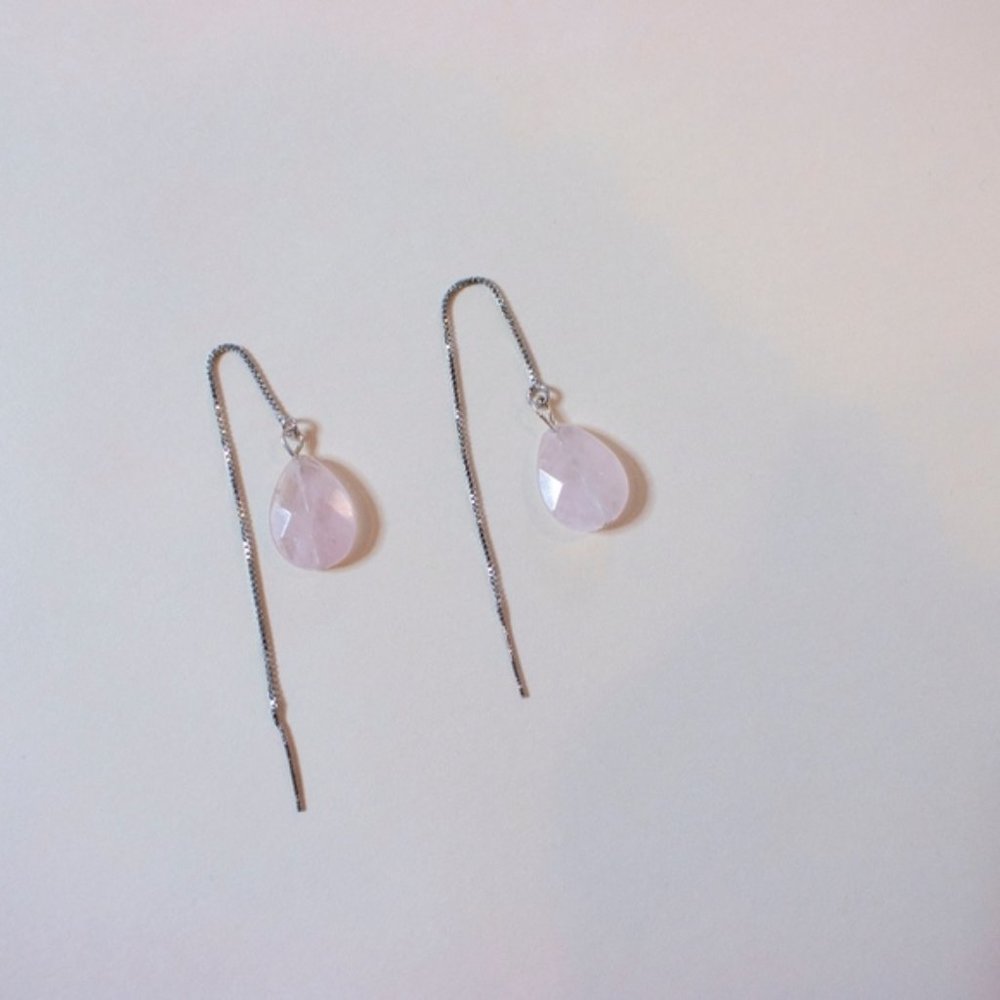 Natural Stone Pale Pink Dangle Earrings